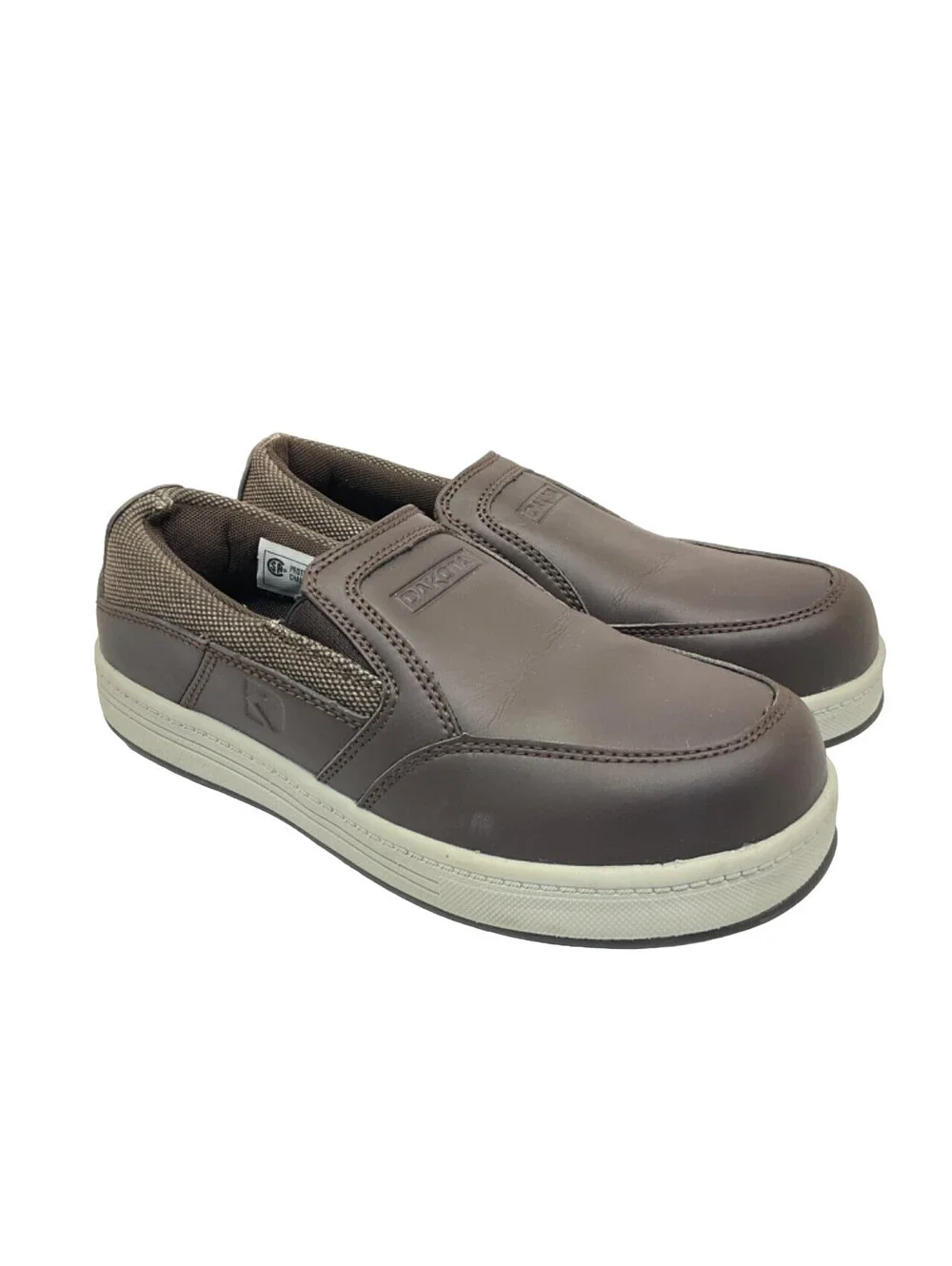 DAKOTA Men's Slip-On Street Sport STSP Safety Work Shoes 3819 Brown Leather 7M